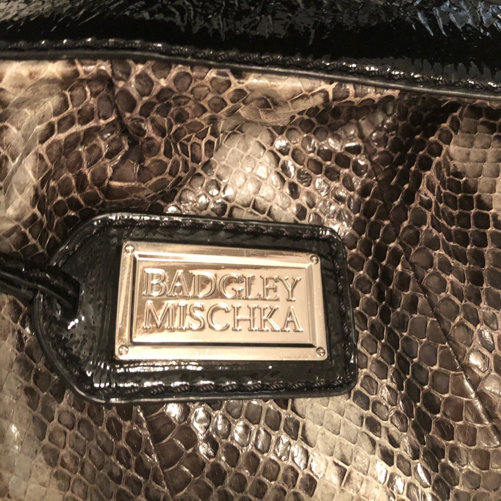 Badgley Mischka couture python print leather bag
